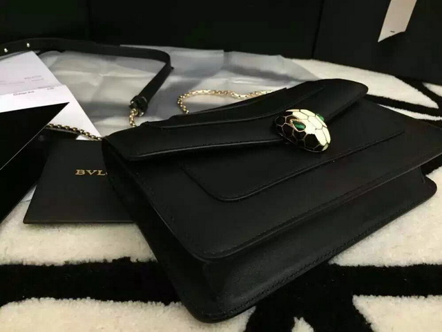 Bvlgari Small Flap Cover Bag Black Calf Leather for Sale