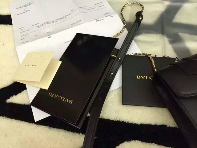 Bvlgari Small Flap Cover Bag Black Calf Leather for Sale