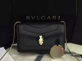 Bvlgari Small Flap Cover Bag Black Calf Leather for Sale