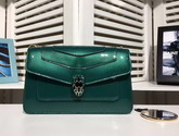 Bvlgari Small Flap Cover Bag Emerald Green Metallic Calf Leather For Sale