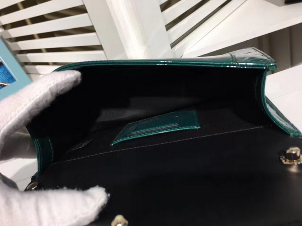 Bvlgari Small Flap Cover Bag Emerald Green Metallic Calf Leather For Sale