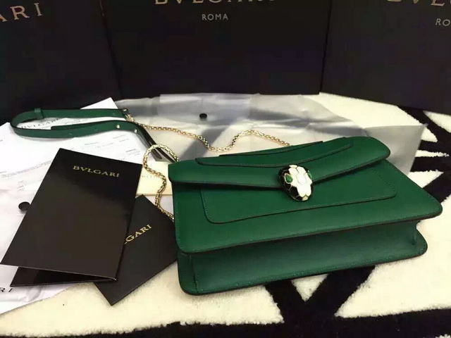 Bvlgari Small Flap Cover Bag Green Calf Leather for Sale