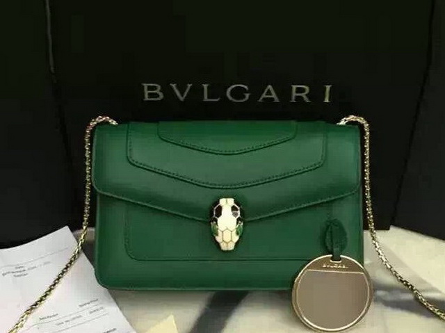 Bvlgari Small Flap Cover Bag Green Calf Leather for Sale