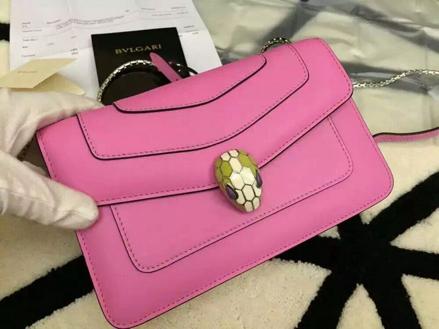 Bvlgari Small Flap Cover Bag Pink Calf Leather for Sale