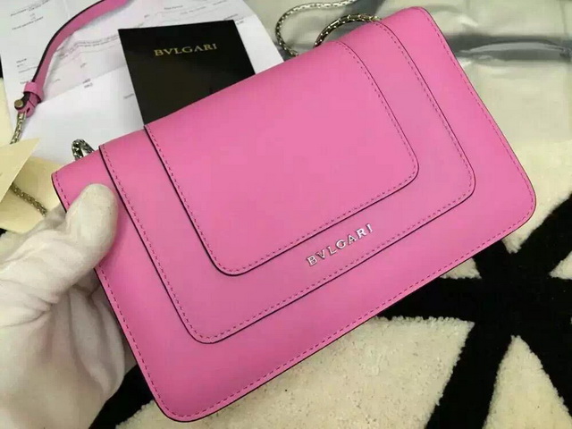 Bvlgari Small Flap Cover Bag Pink Calf Leather for Sale