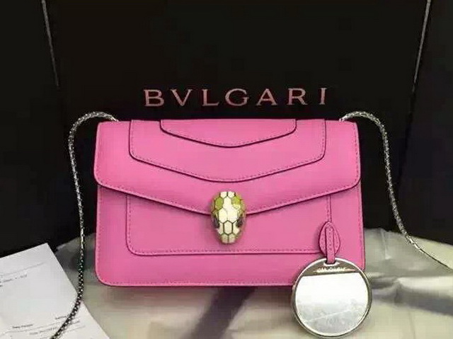 Bvlgari Small Flap Cover Bag Pink Calf Leather for Sale