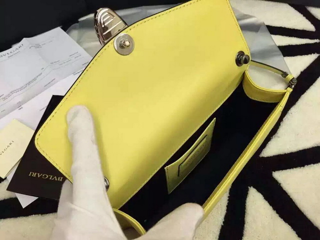 Bvlgari Small Flap Cover Bag Serpenti Head Closure Yellow Calf Leather for Sale