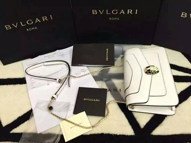 Bvlgari Small Flap Cover Bag White Calf Leather for Sale