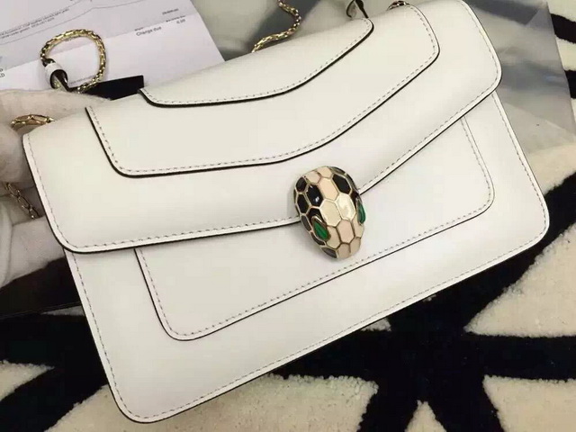 Bvlgari Small Flap Cover Bag White Calf Leather for Sale