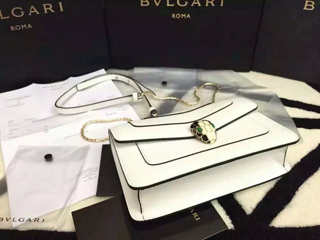 Bvlgari Small Flap Cover Bag White Calf Leather for Sale