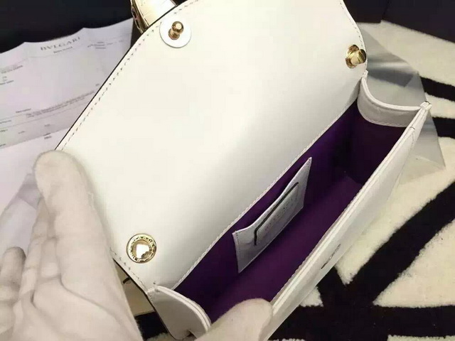 Bvlgari Small Flap Cover Bag White Calf Leather for Sale