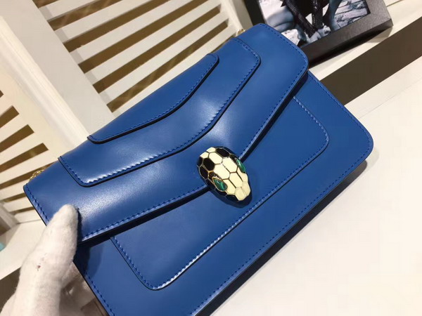 Bvlgari Small Flap Cover Bag in Blue Calf Leather For Sale