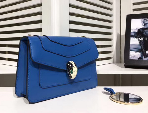 Bvlgari Small Flap Cover Bag in Blue Calf Leather For Sale