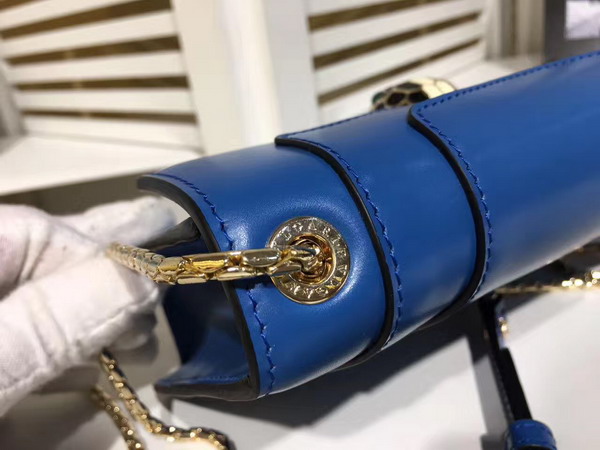 Bvlgari Small Flap Cover Bag in Blue Calf Leather For Sale