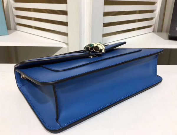 Bvlgari Small Flap Cover Bag in Blue Calf Leather For Sale