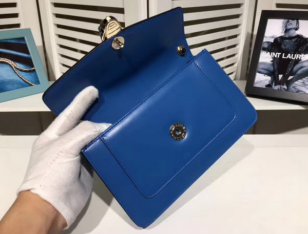 Bvlgari Small Flap Cover Bag in Blue Calf Leather For Sale