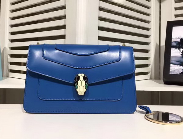 Bvlgari Small Flap Cover Bag in Blue Calf Leather For Sale