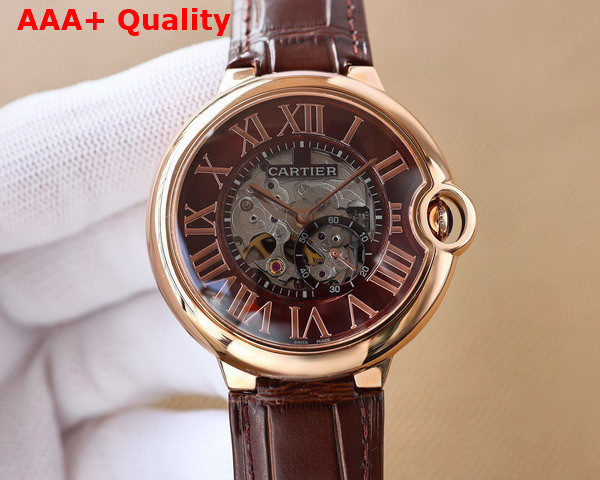 Cartier Ballon Bleu De Cartier Watch 40mm Automatic Movement Rose Gold Leather Strap Replica