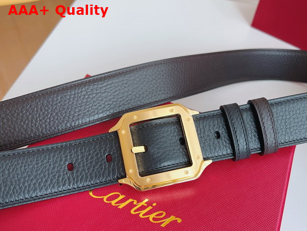 Cartier Belt Santos de Cartier Belt Reversible Black and Brown Grained Cowhide Replica