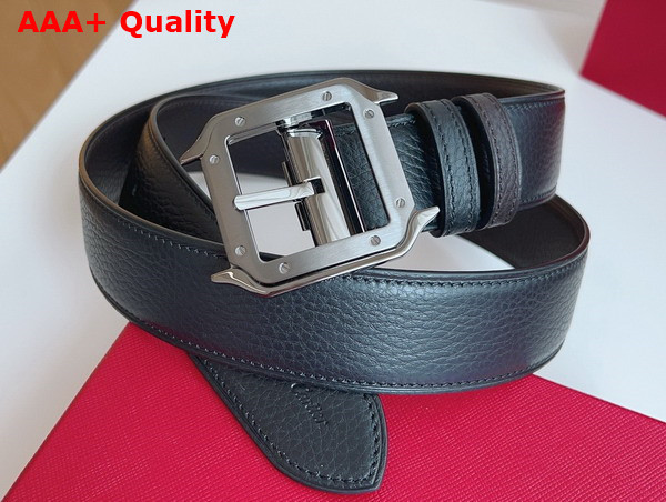 Cartier Belt Santos de Cartier Belt Reversible Black and Brown Grained Cowhide Replica