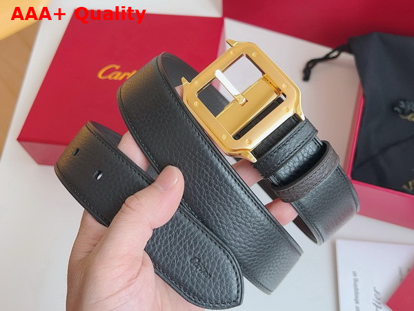 Cartier Belt Santos de Cartier Belt Reversible Black and Brown Grained Cowhide Replica