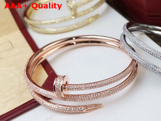 Cartier Juste Un Clou Bracelet Pink Gold Allover Diamonds Double Loop Replica