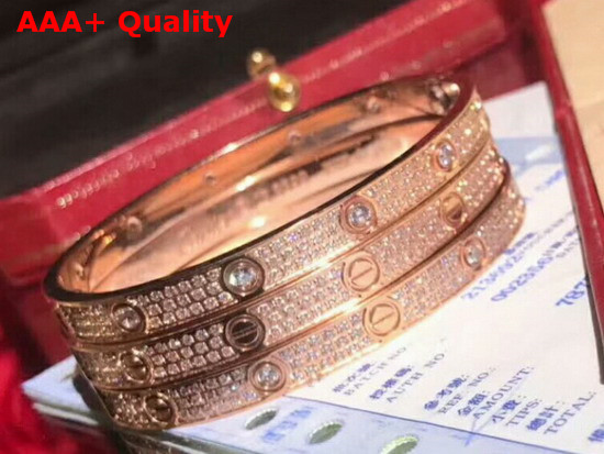 Cartier Love Bracelet Pink Gold Allover Diamonds Replica