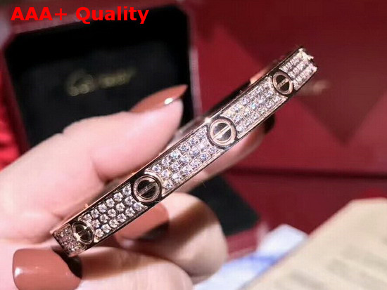 Cartier Love Bracelet Pink Gold Allover Diamonds Replica