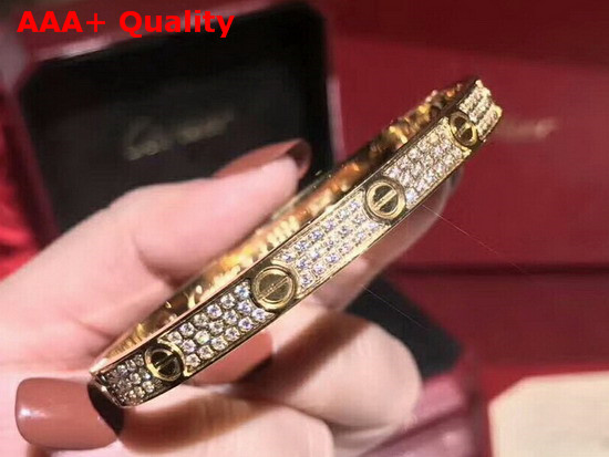 Cartier Love Bracelet Yellow Gold Allover Diamonds Replica