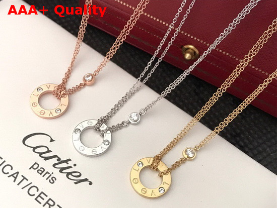 Cartier Love Necklace 2 Diamonds Pink Gold Replica