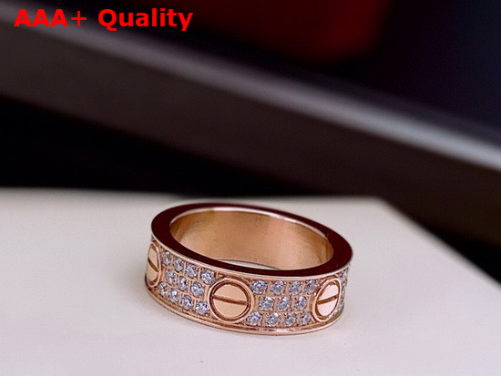 Cartier Love Wedding Band Diamond Paved Pink Gold Diamonds Replica