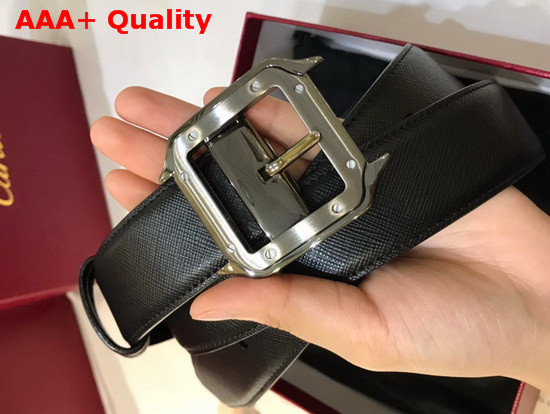 Cartier Santos De Cartier Belt Black Cowhide Black PVD Finish Buckle Replica