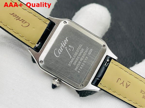 Cartier Santos Dumont Watch Large Model Quartz Movement Rose Gold Steel Leather Replica