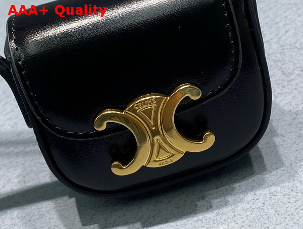 Celine Airpods Case with Strap in Black Shiny Calfskin Replica