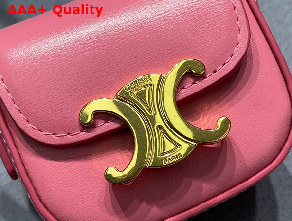 Celine Airpods Case with Strap in Pink Shiny Calfskin Replica