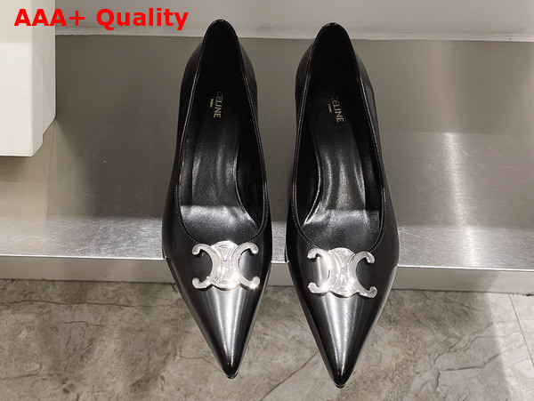 Celine Alma Triomphe Pump in Black Glossy Calfskin Replica