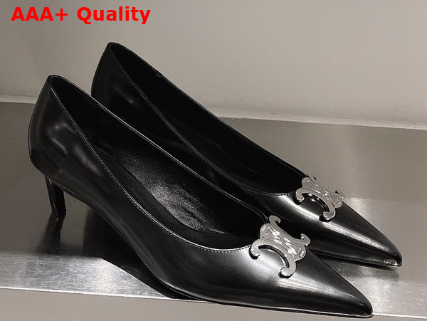 Celine Alma Triomphe Pump in Black Glossy Calfskin Replica