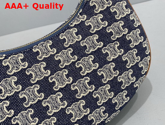 Celine Ava Bag in Textile with Triomphe Embroidery Blue Replica