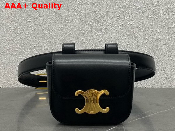 Celine Belt Bag Triomphe Belt in Shiny Calfskin Black Replica