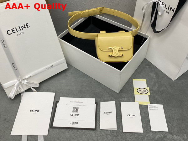 Celine Belt Bag Triomphe Belt in Shiny Calfskin Pollen Replica