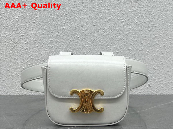 Celine Belt Bag Triomphe Belt in Shiny Calfskin White Replica