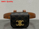 Celine Belt Bag Triomphe Belt in Triomphe Canvas and Calfskin Tan Replica