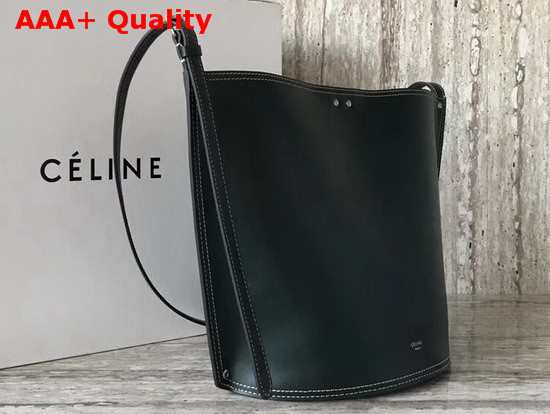 Celine Big Bucket Bag in Dark Green Smooth Calfskin Replica