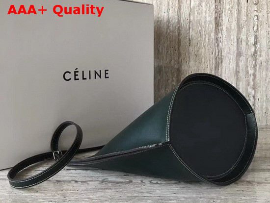 Celine Big Bucket Bag in Dark Green Smooth Calfskin Replica