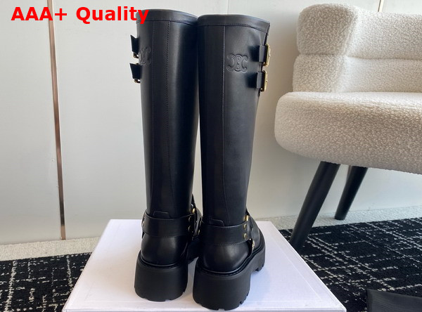 Celine Biker Mid Boot with Harness in Black Calfskin Replica