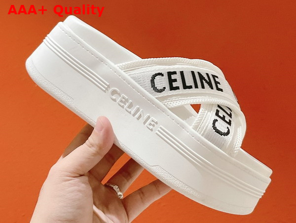 Celine Block Slide in Mesh and Textile with Celine Jacquard Optic White Black Replica