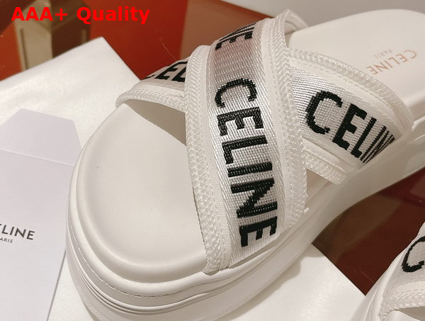 Celine Block Slide in Mesh and Textile with Celine Jacquard Optic White Black Replica