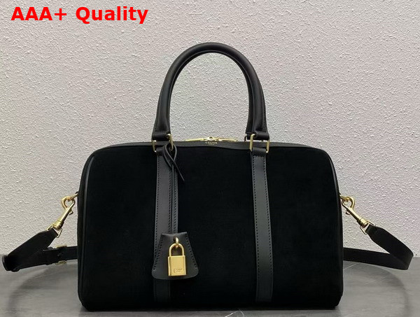 Celine Boston in Black Suede Calfskin Replica