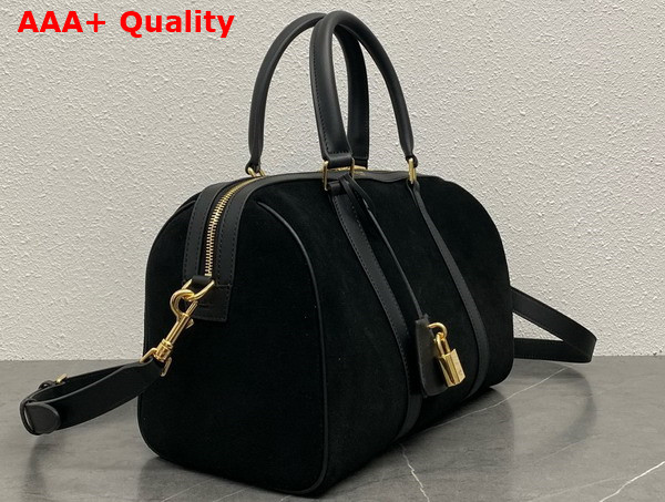 Celine Boston in Black Suede Calfskin Replica