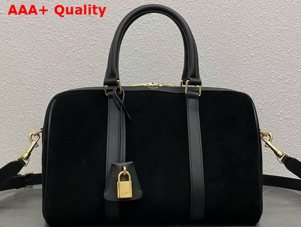 Celine Boston in Black Suede Calfskin Replica